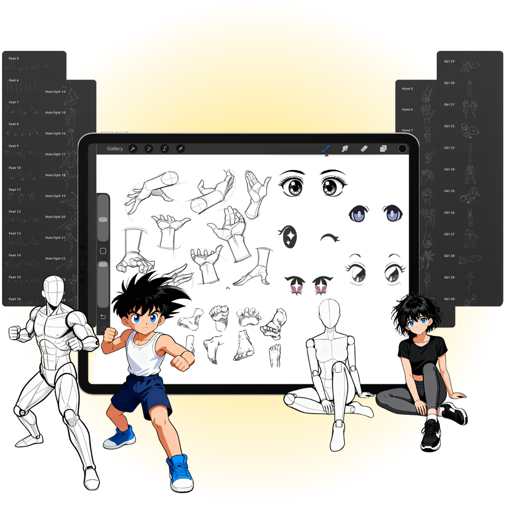 Close-up of a digital tattoo design in Procreate showcasing intricate stipple shading and consistent fineline work using the PRO Tattoo Kit's specialized brushes.